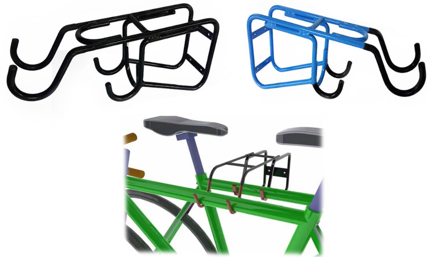 Base de doble gancho para dos bicicletas en la pared Base de doble gancho para dos bicicletas en la pared